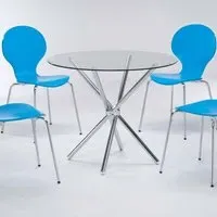 Casa 4-Seater Round Dining Table - Clear Glass, Chrome