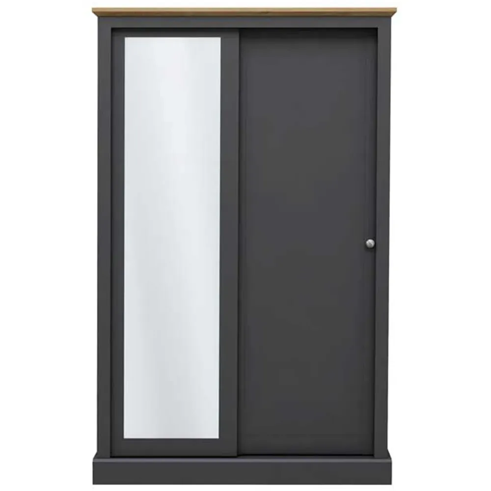 Devon 2 Door Sliding Mirror Wardrobe - Grey, Charcoal