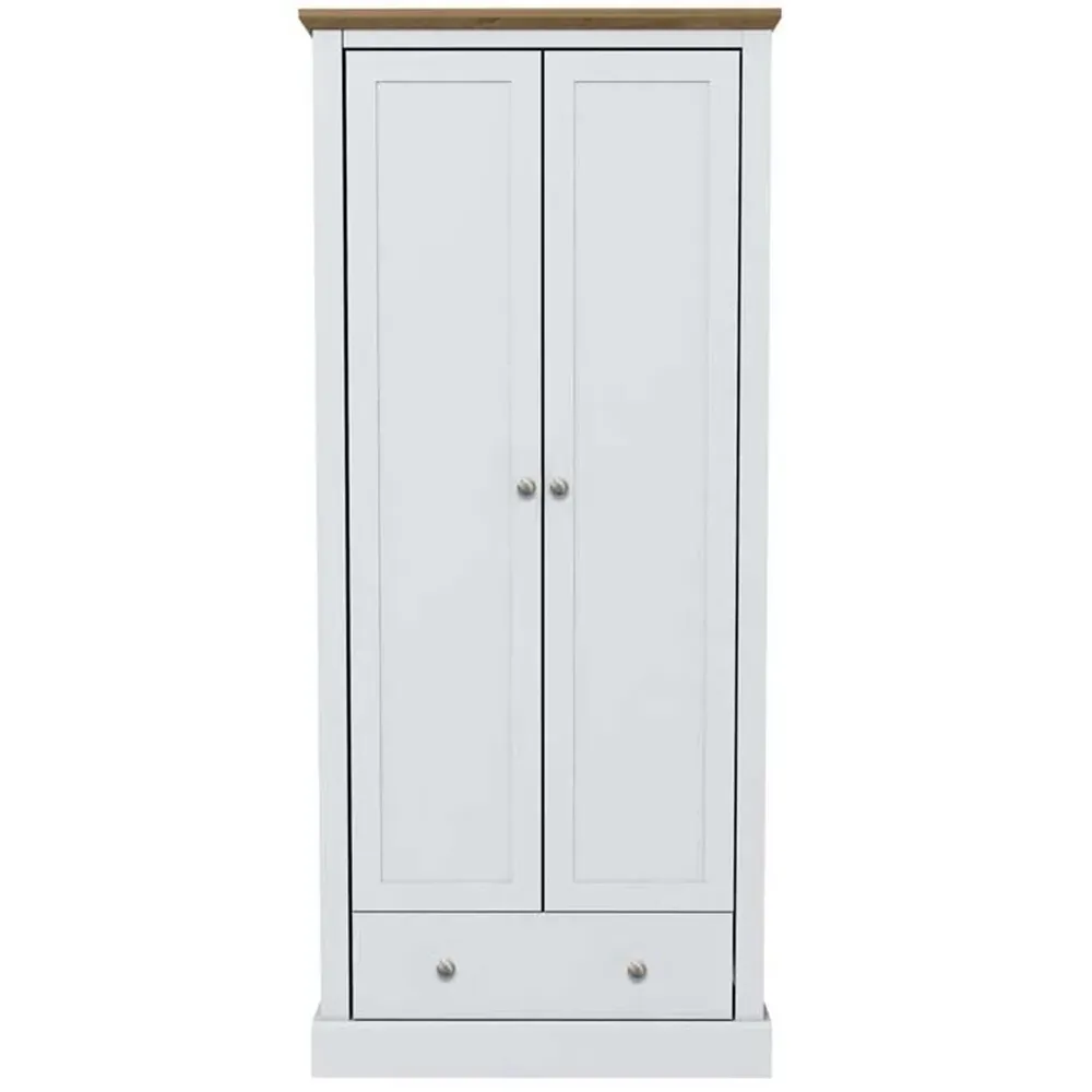 Devon 2 Door Wardrobe with Drawer - White