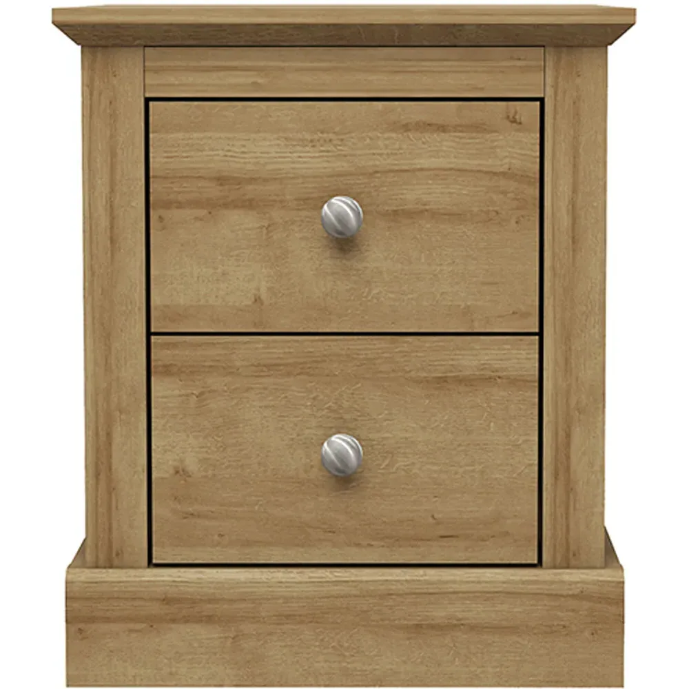 Devon 2 Drawer Bedside Cabinet - Brown, Oak