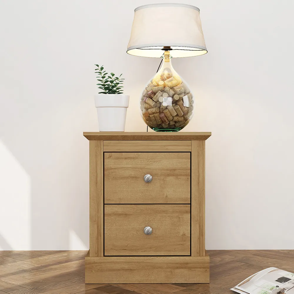 Devon 2 Drawer Bedside Cabinet - Brown, Oak