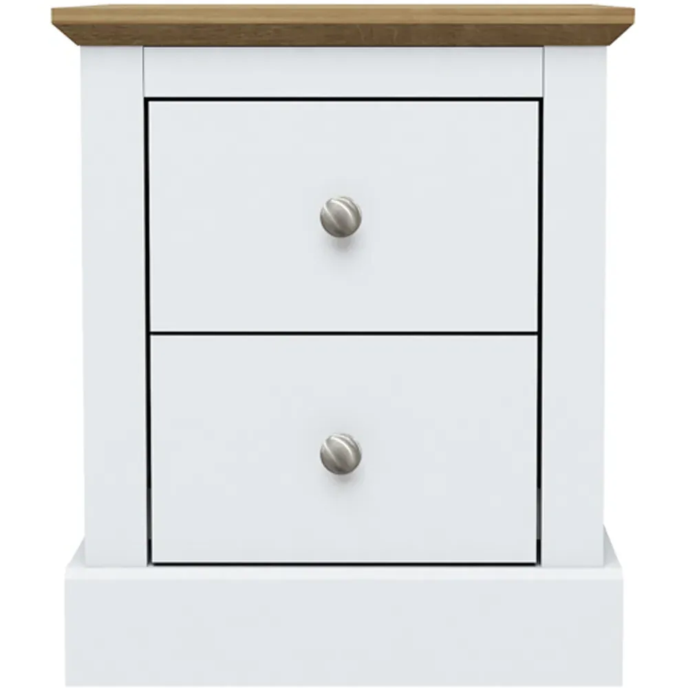 Devon 2 Drawer Bedside Cabinet - White