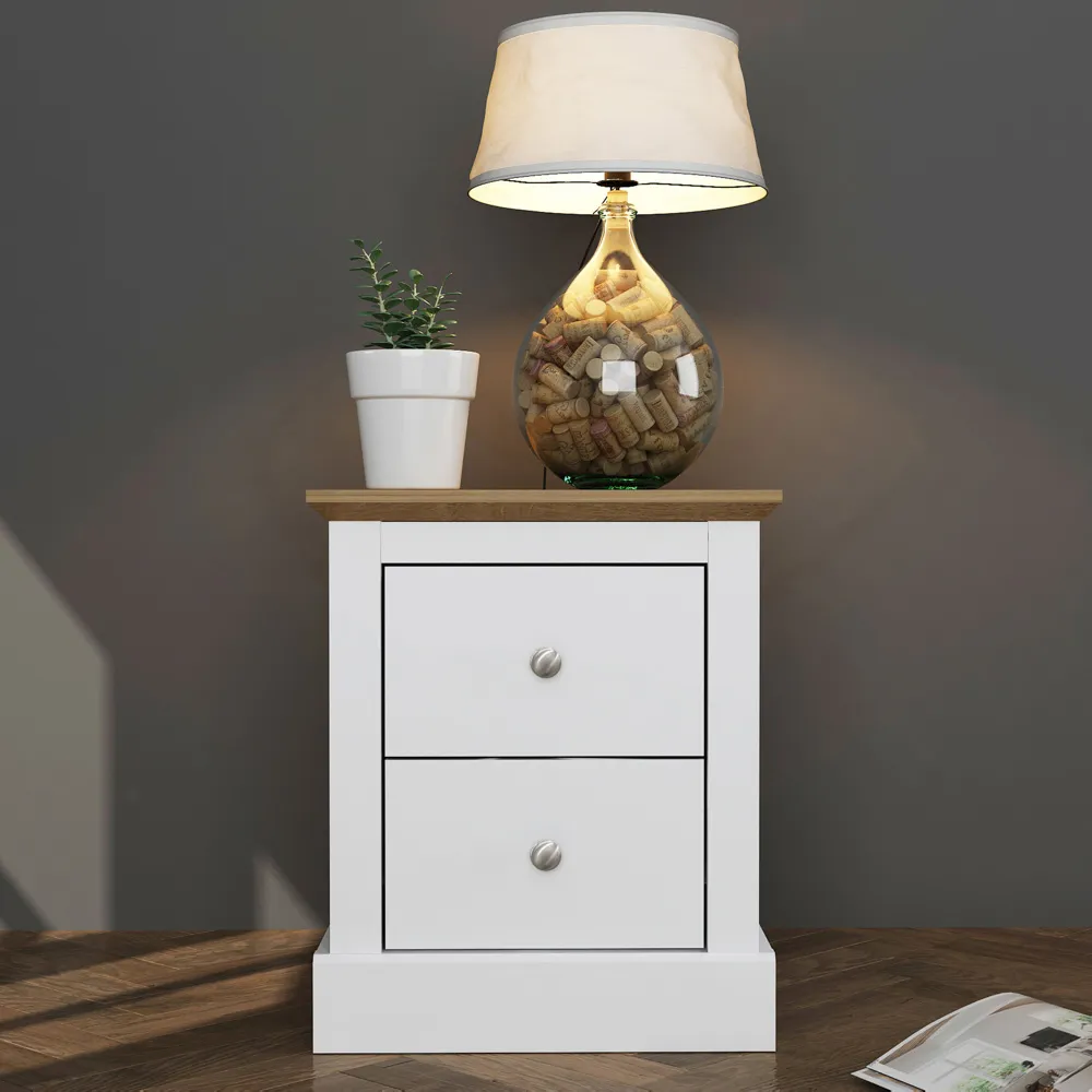Devon 2 Drawer Bedside Cabinet - White