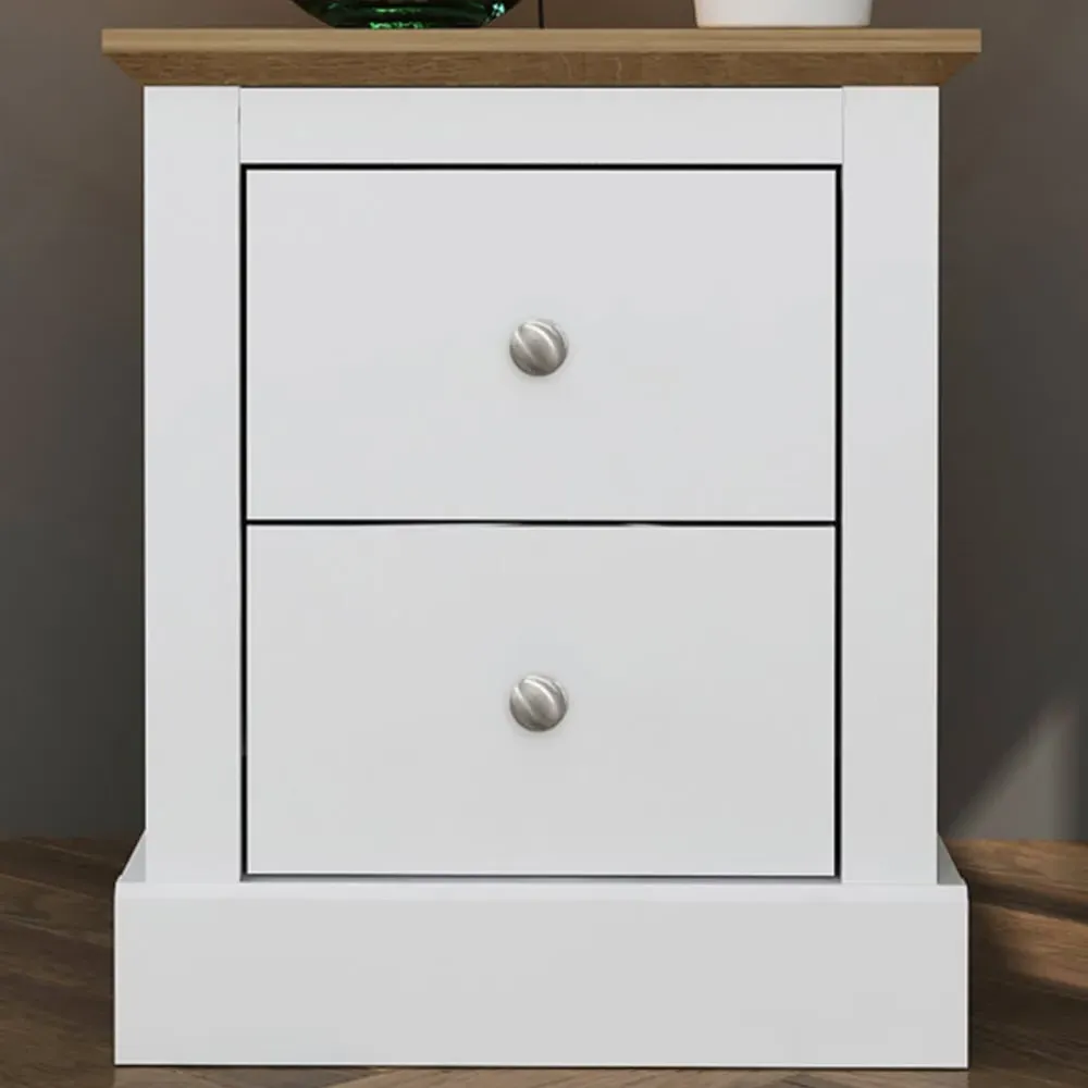 Devon 2 Drawer Bedside Cabinet - White image
