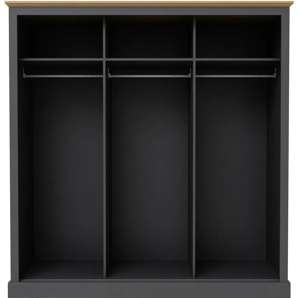 Devon 3-Door Sliding Wardrobe - Grey, Charcoal