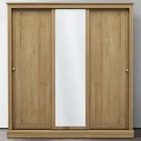 Devon 3-Door Sliding Wardrobe with Mirror - Brown, Oak Effect