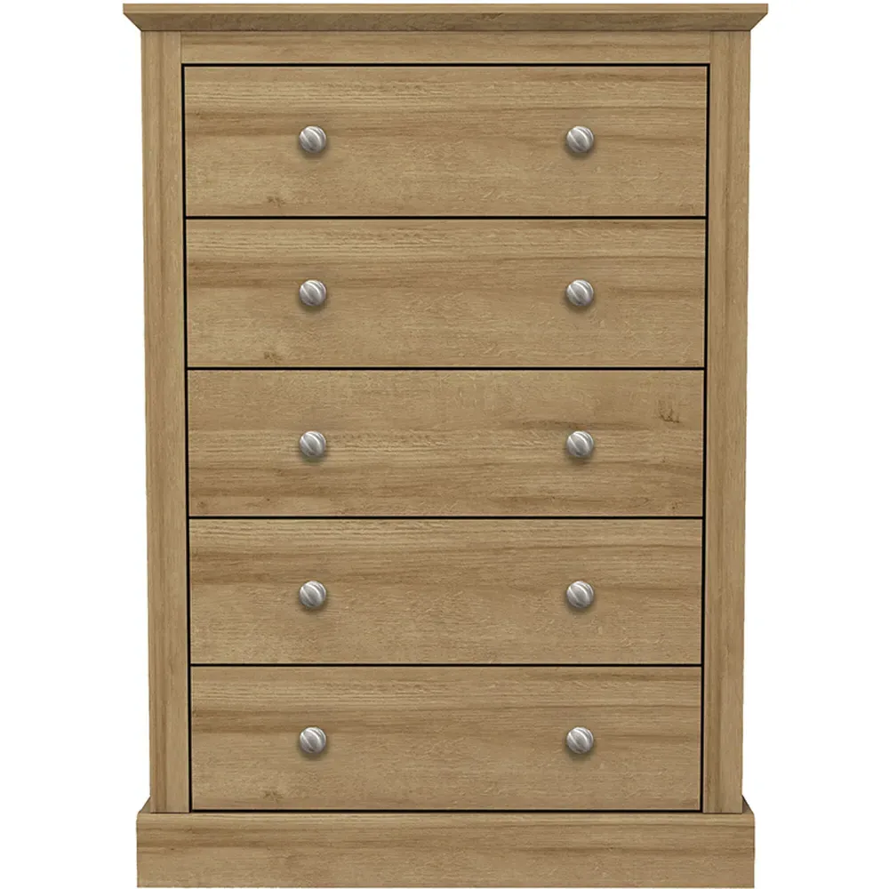 Devon 5 Drawer Chest of Drawers - Brown, Oak