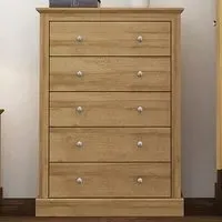 Devon 5 Drawer Chest of Drawers - Brown, Oak