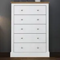 Devon 5 Drawer Chest of Drawers - White