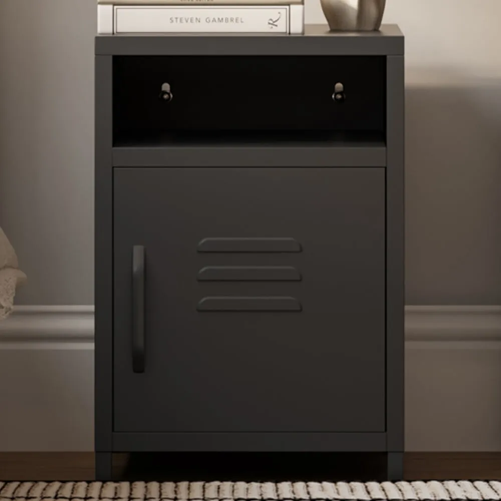 Dillon Single Door Bedside Cabinet - Black image