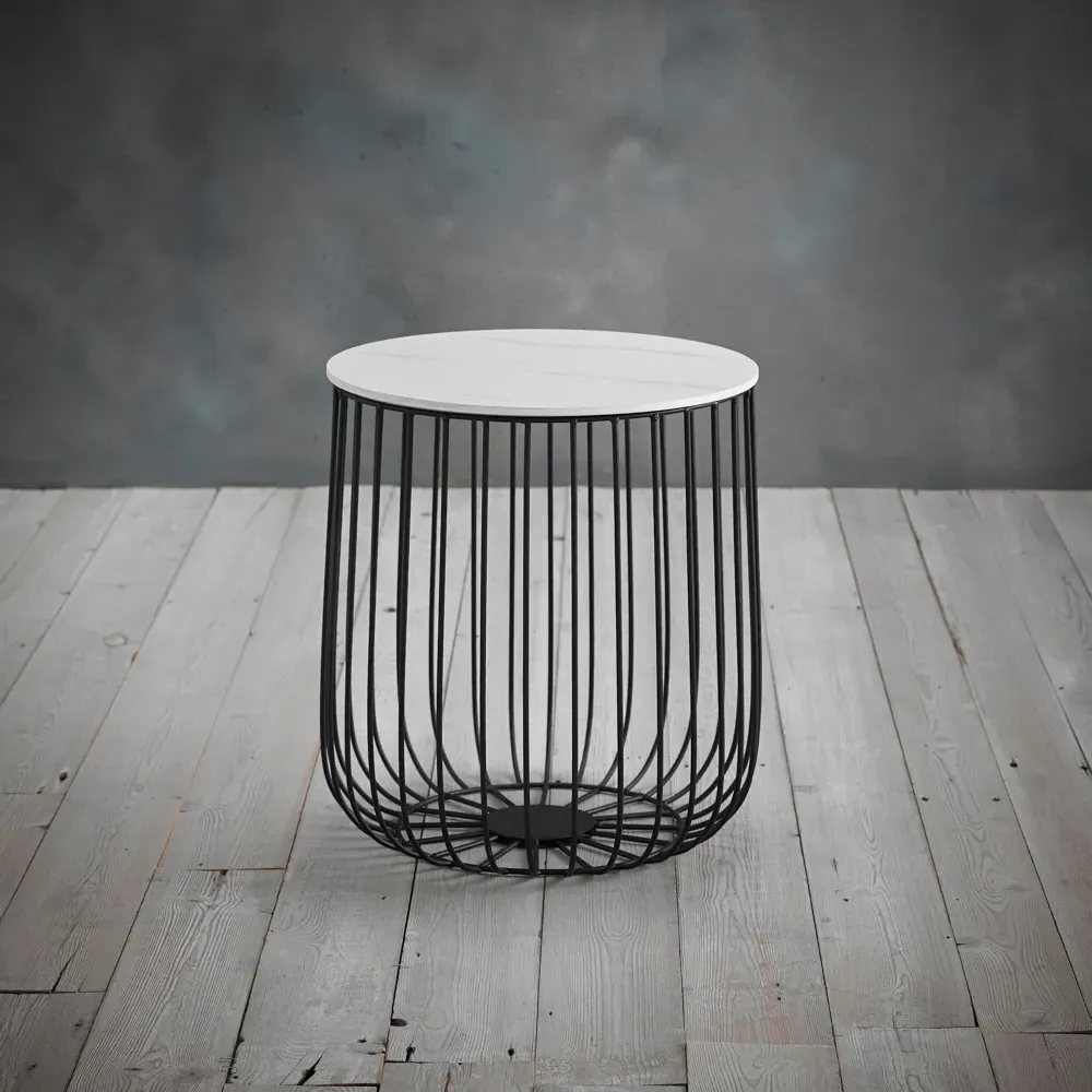 Enzo Cage Frame Coffee Table - Black, Marble