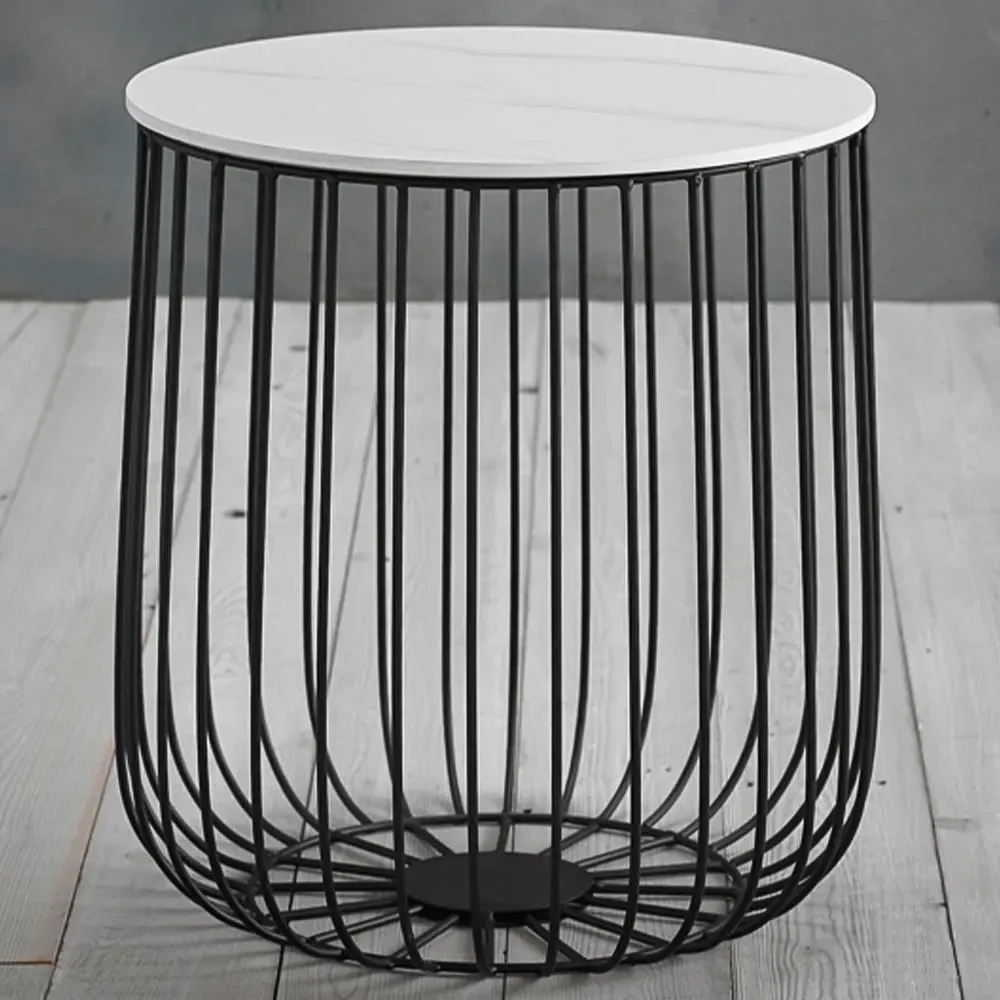 Enzo Cage Frame Coffee Table - Black, Marble image