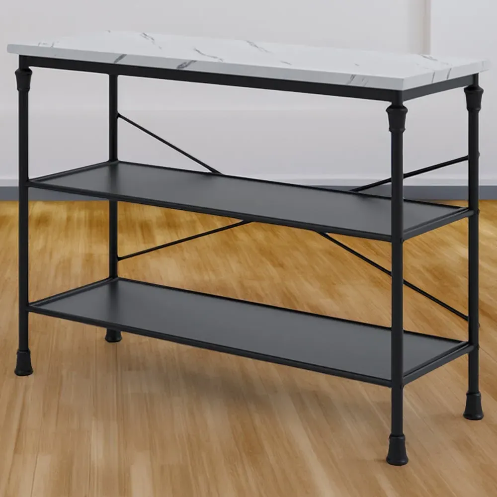 Fairmont 2 Shelf Console Table - White, Marble Effect image