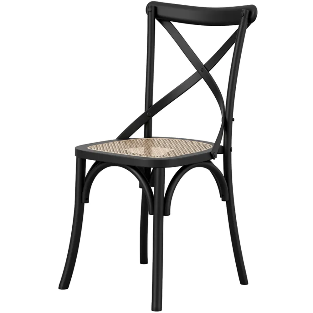 Fitzroy Set of 2 Dining Chairs - Black, Cane