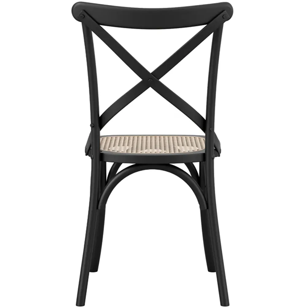 Fitzroy Set of 2 Dining Chairs - Black, Cane