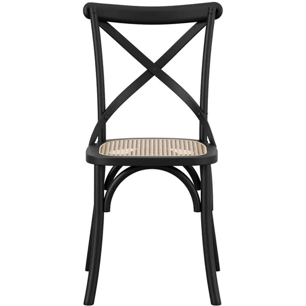 Fitzroy Set of 2 Dining Chairs - Black, Cane
