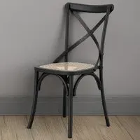 Fitzroy Set of 2 Dining Chairs - Black, Cane