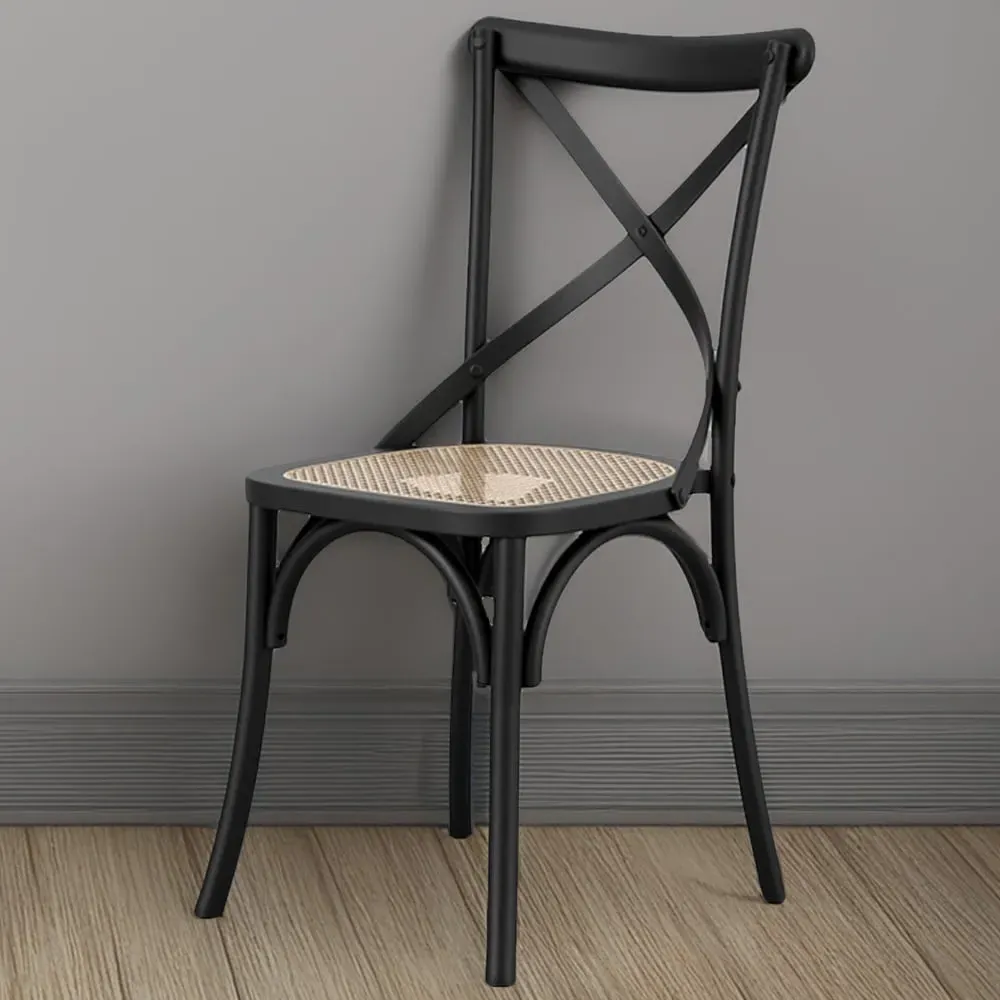 Fitzroy Set of 2 Dining Chairs - Black, Cane image