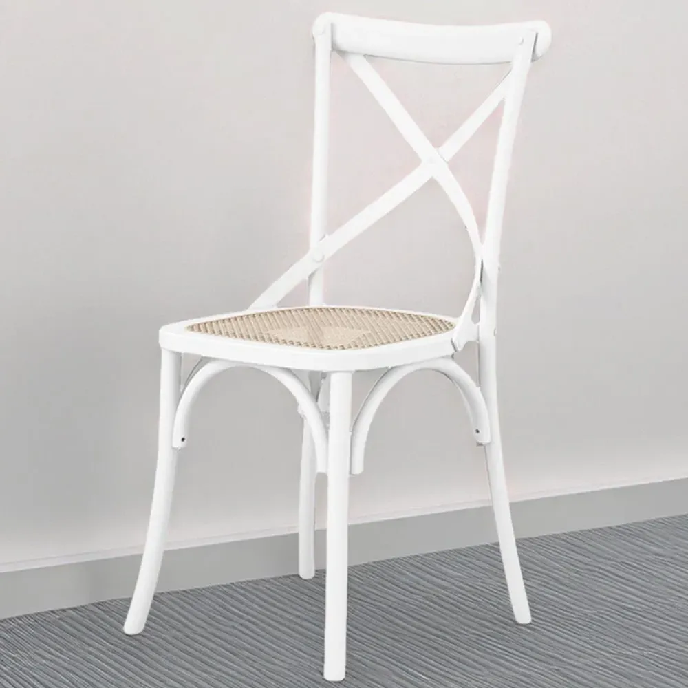 Fitzroy Set of 2 Dining Chairs - White, Cane