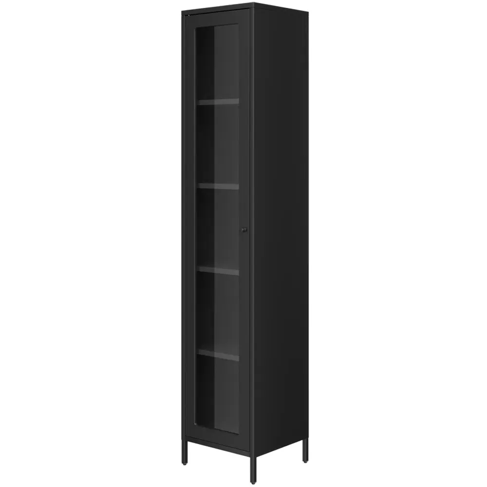 Frank Single Door Glass Display Cabinet - Black