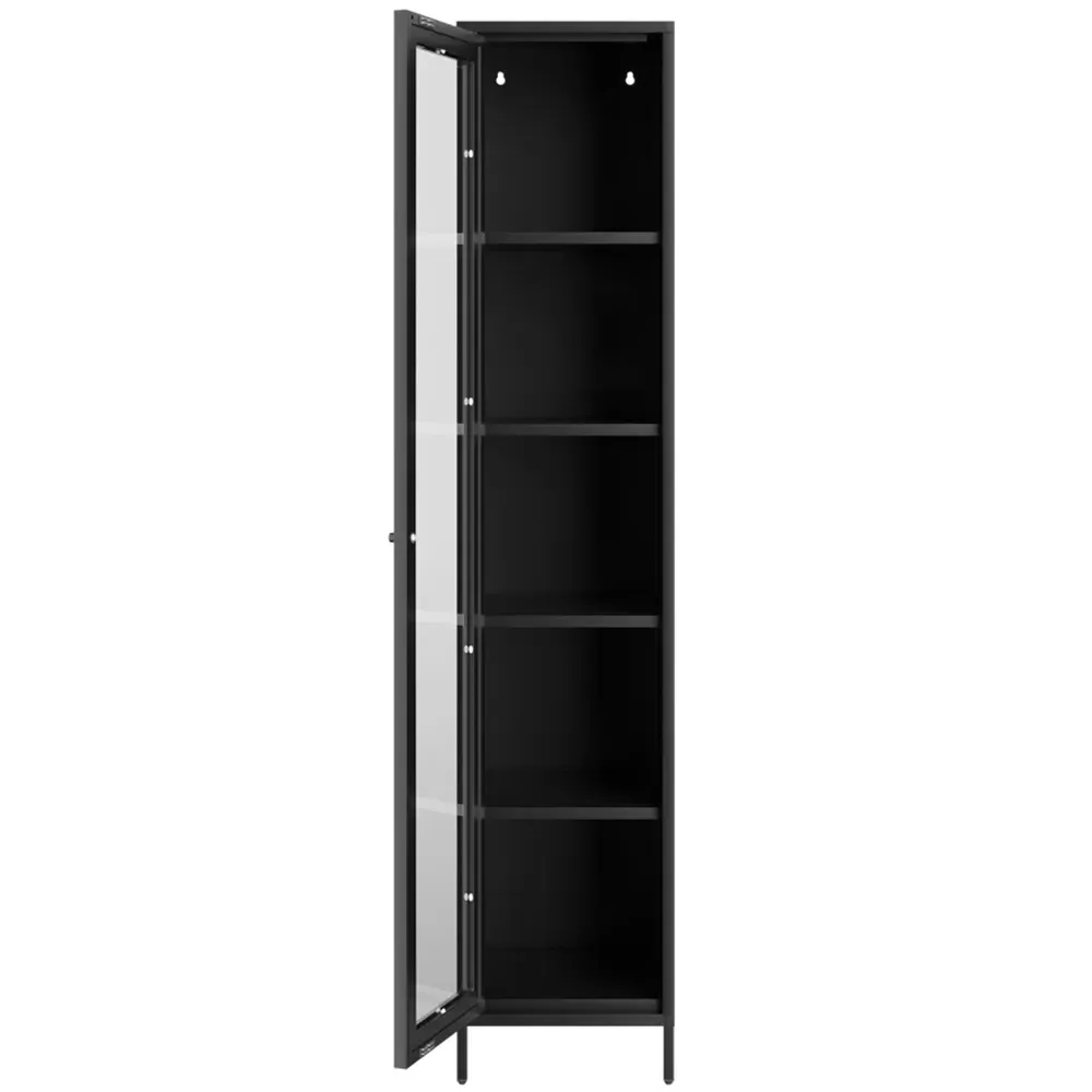 Frank Single Door Glass Display Cabinet - Black