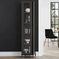 Frank Single Door Glass Display Cabinet - Black
