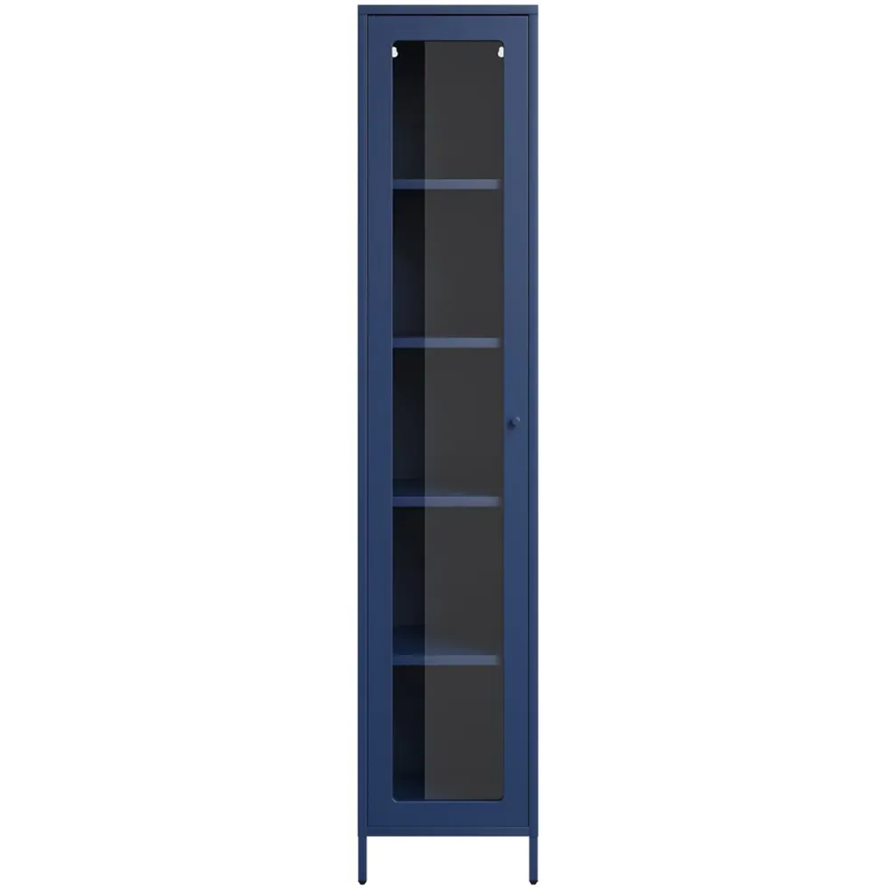 Frank Single Door Glass Display Cabinet - Blue
