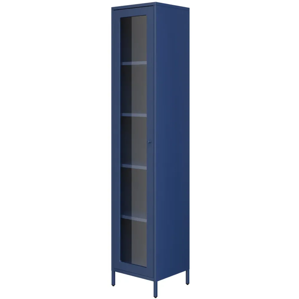 Frank Single Door Glass Display Cabinet - Blue