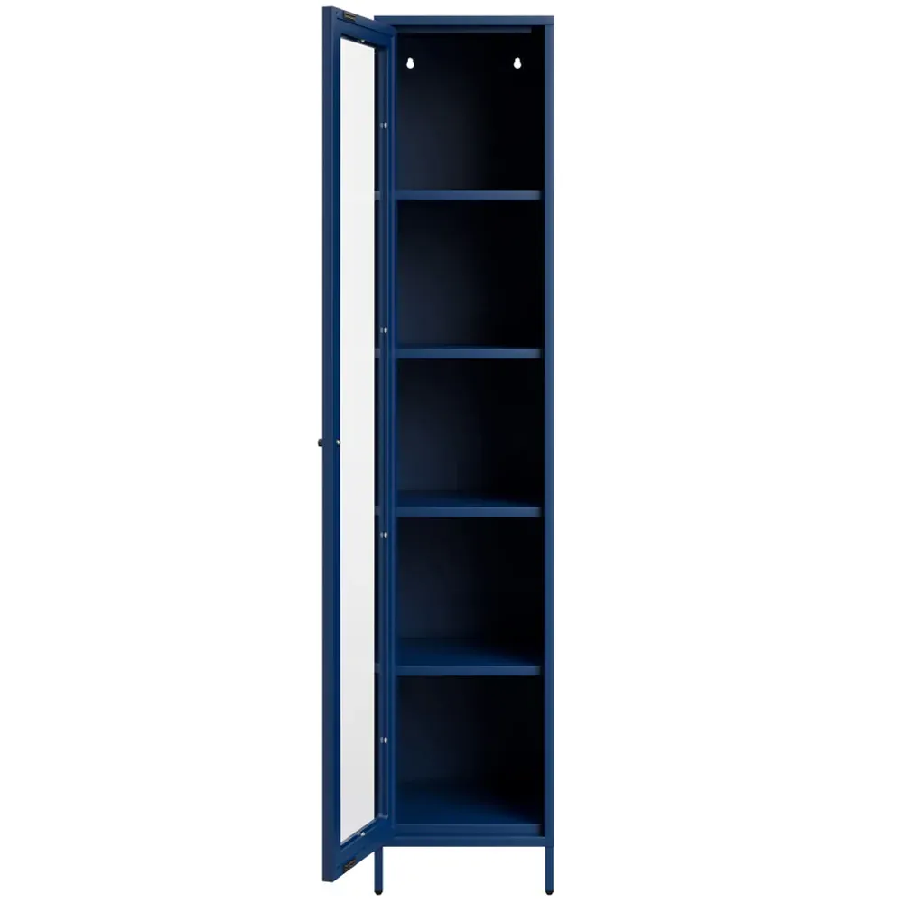 Frank Single Door Glass Display Cabinet - Blue