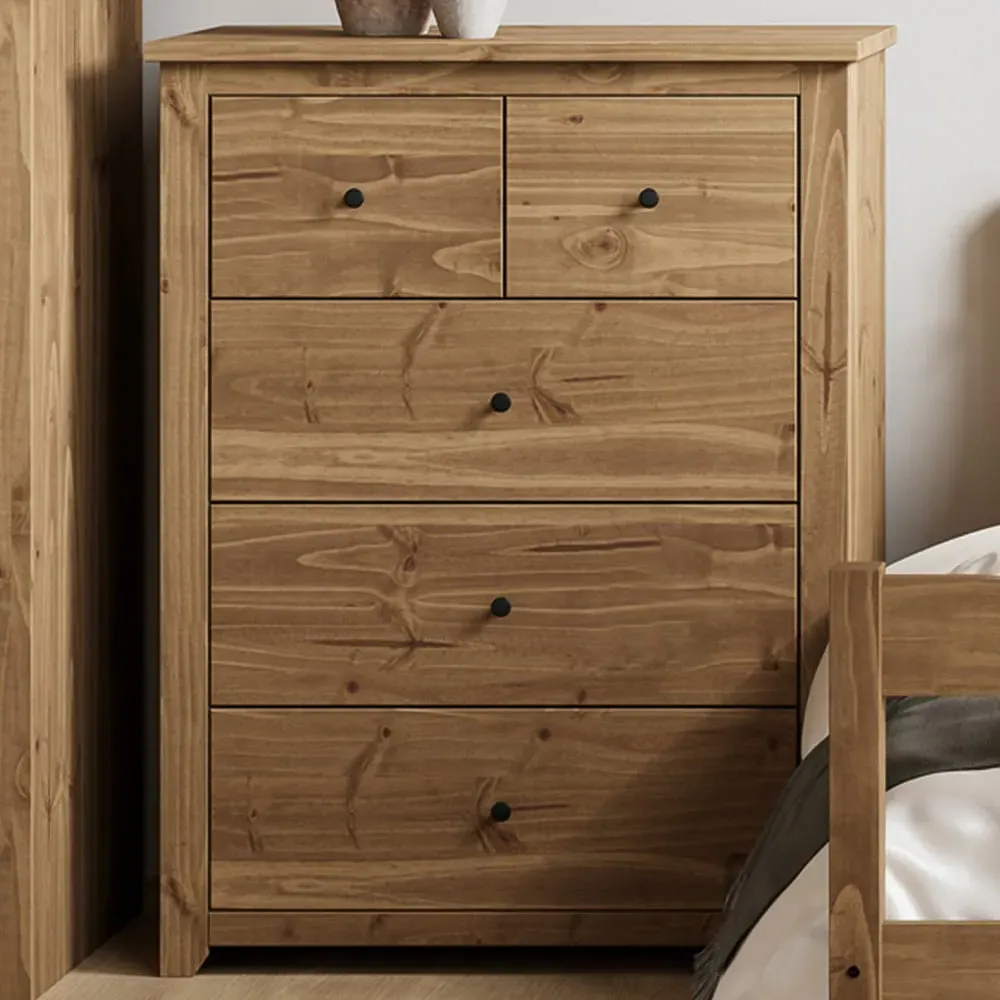 Havana 5 Drawer Chest of Drawers - Brown, Pine
