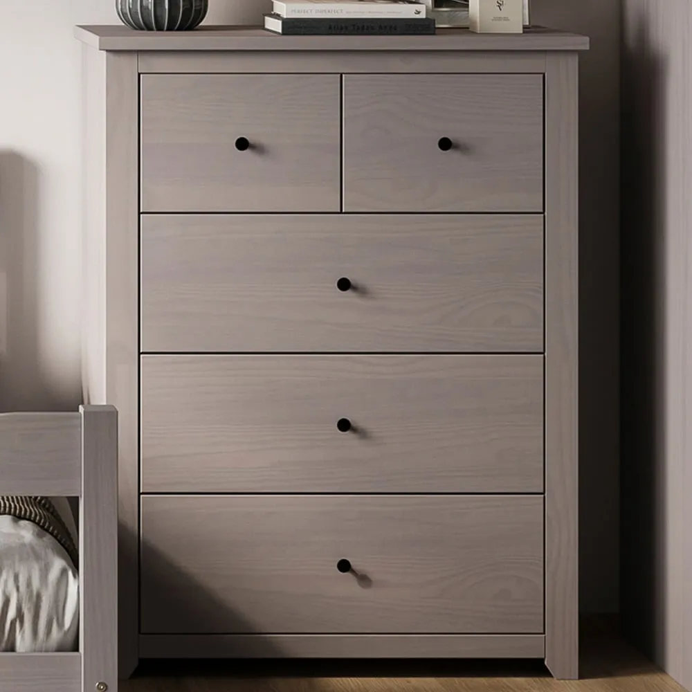 Havana 5 Drawer Chest of Drawers - Grey