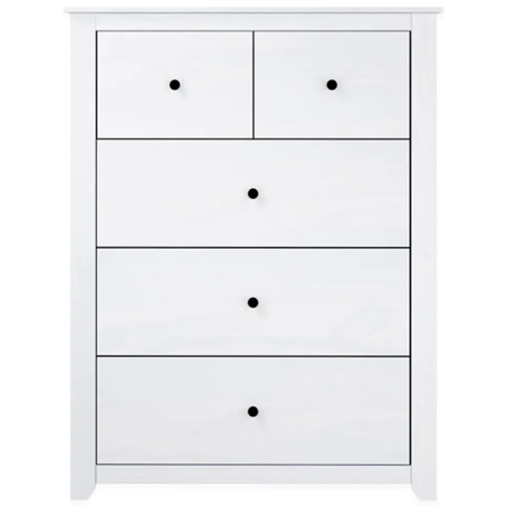 Havana 5 Drawer Chest of Drawers - White