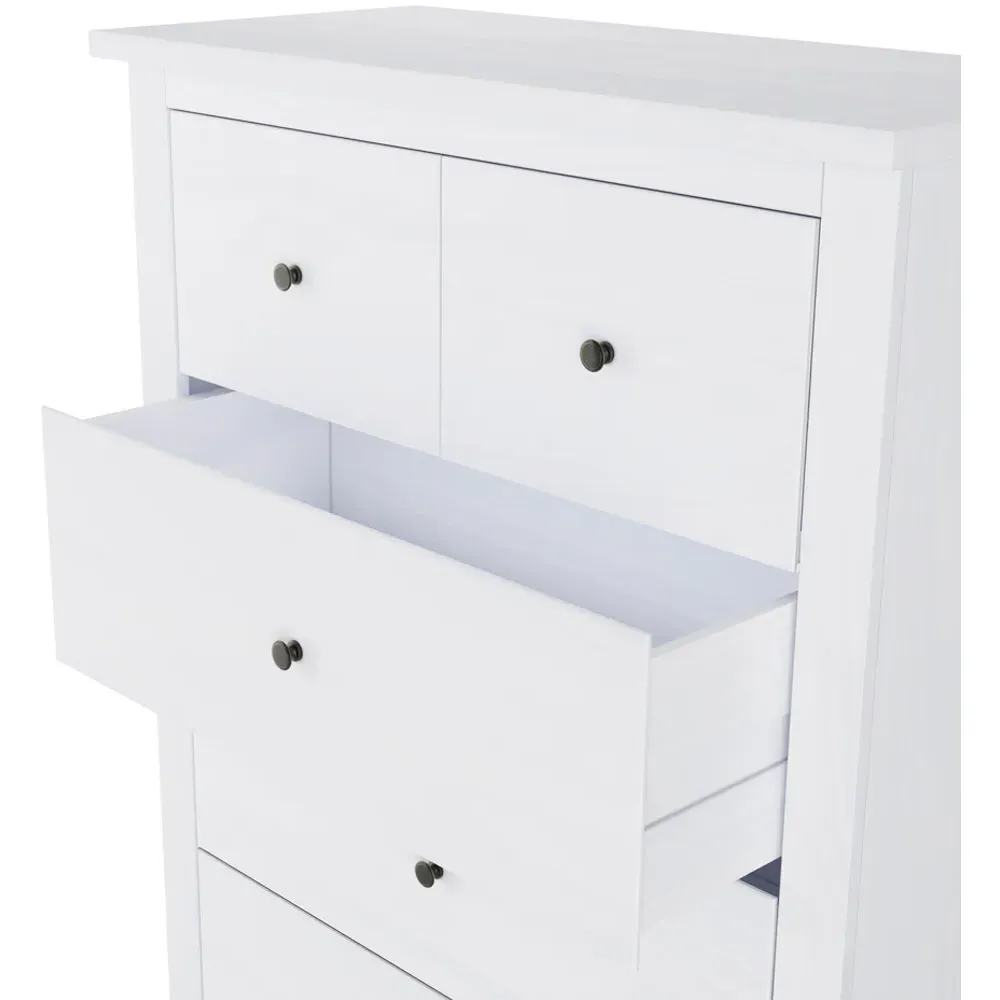 Havana 5 Drawer Chest of Drawers - White