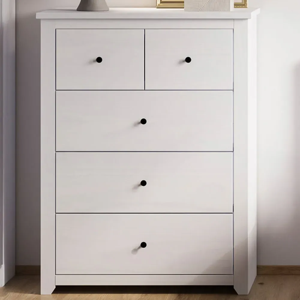Havana 5 Drawer Chest of Drawers - White
