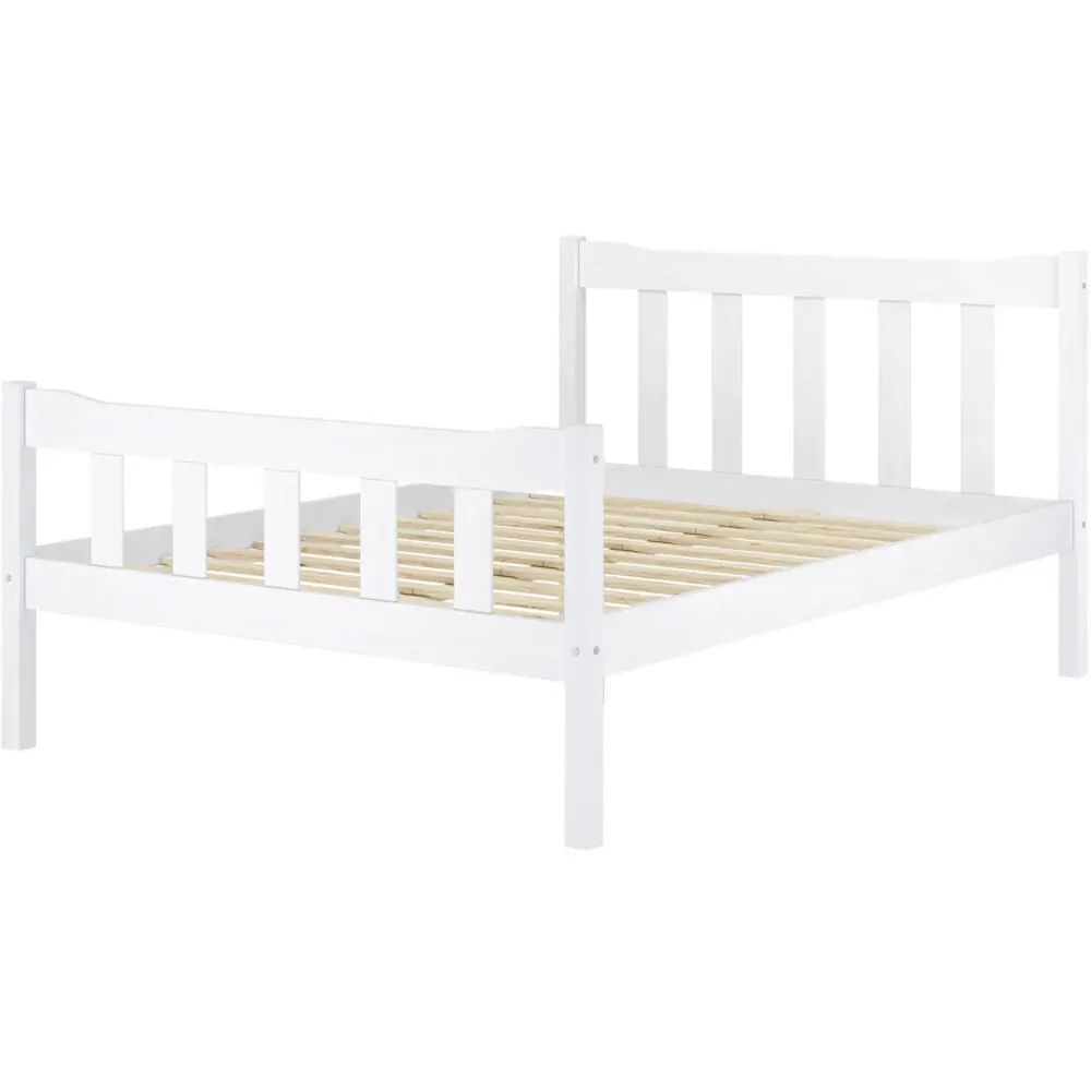 Havana King Size Bed Frame - White, Pine