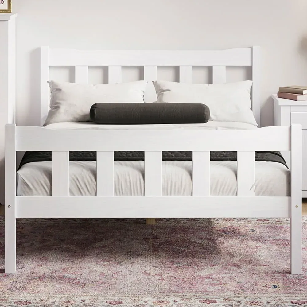 Havana King Size Bed Frame - White, Pine image