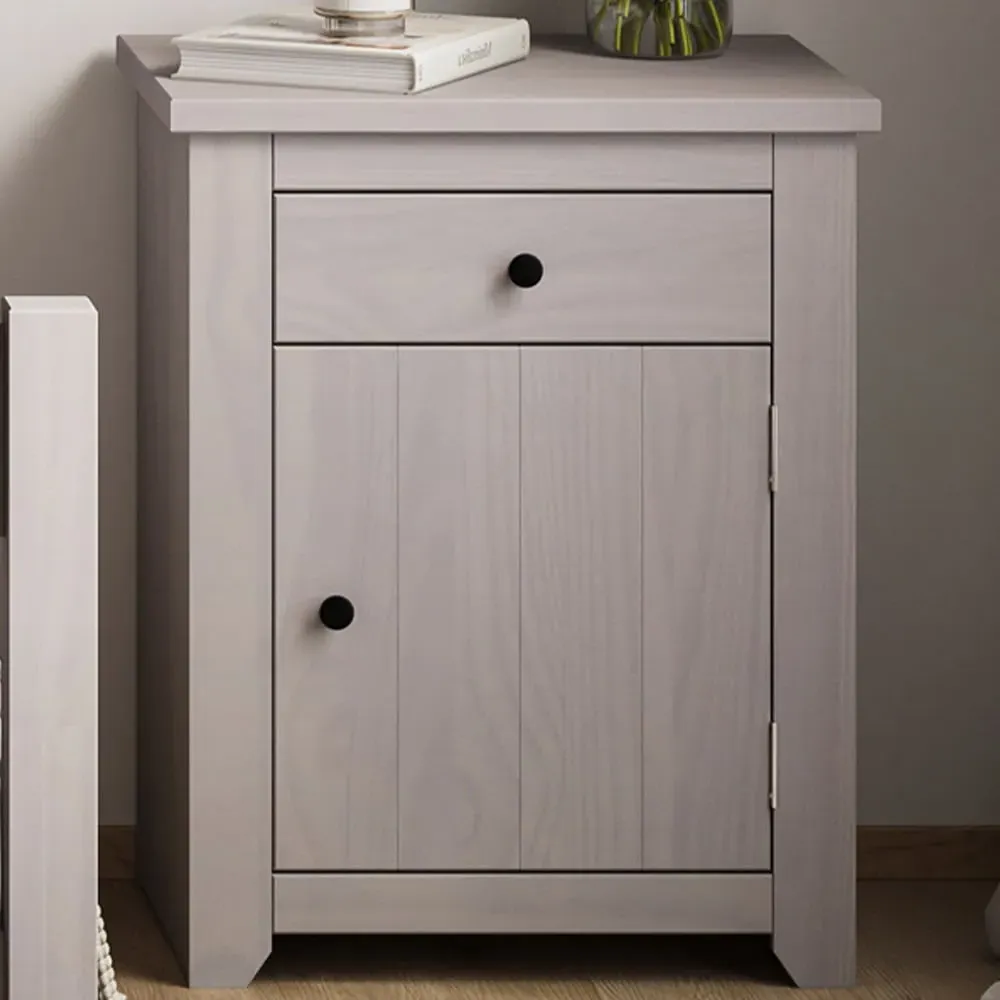 Havana Single Door Bedside Cabinet - Grey, Pine image