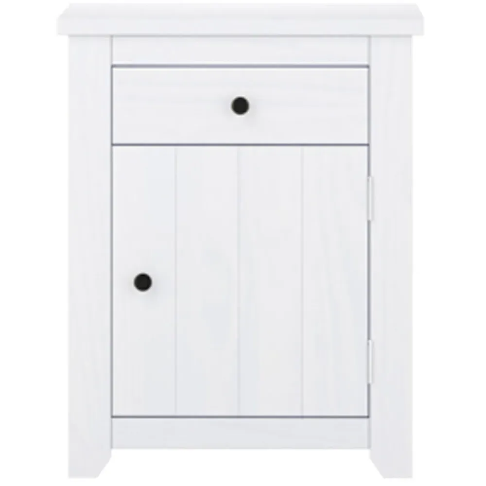 Havana Single Door Bedside Cabinet - White, Pine