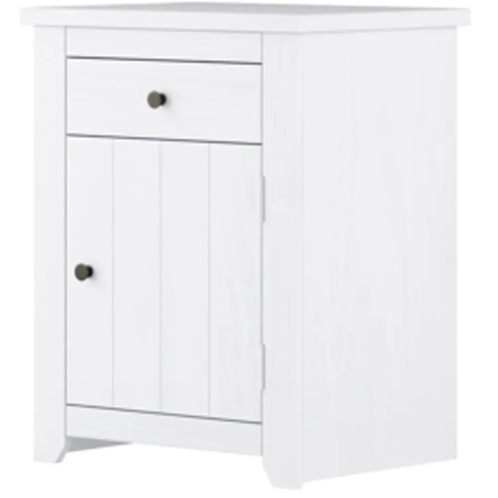 Havana Single Door Bedside Cabinet - White, Pine