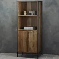 Hoxton 2 Door Bookcase Display Cabinet - Brown