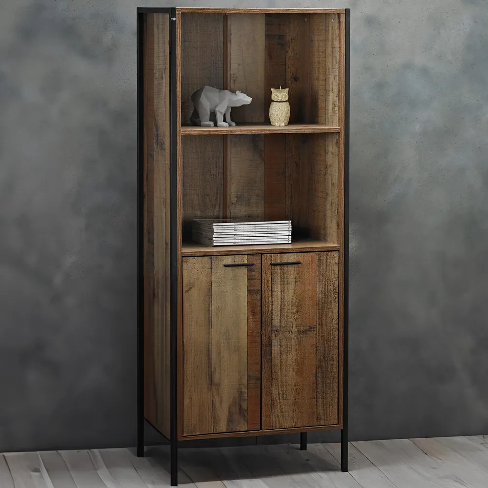 Hoxton 2 Door Bookcase Display Cabinet - Brown image
