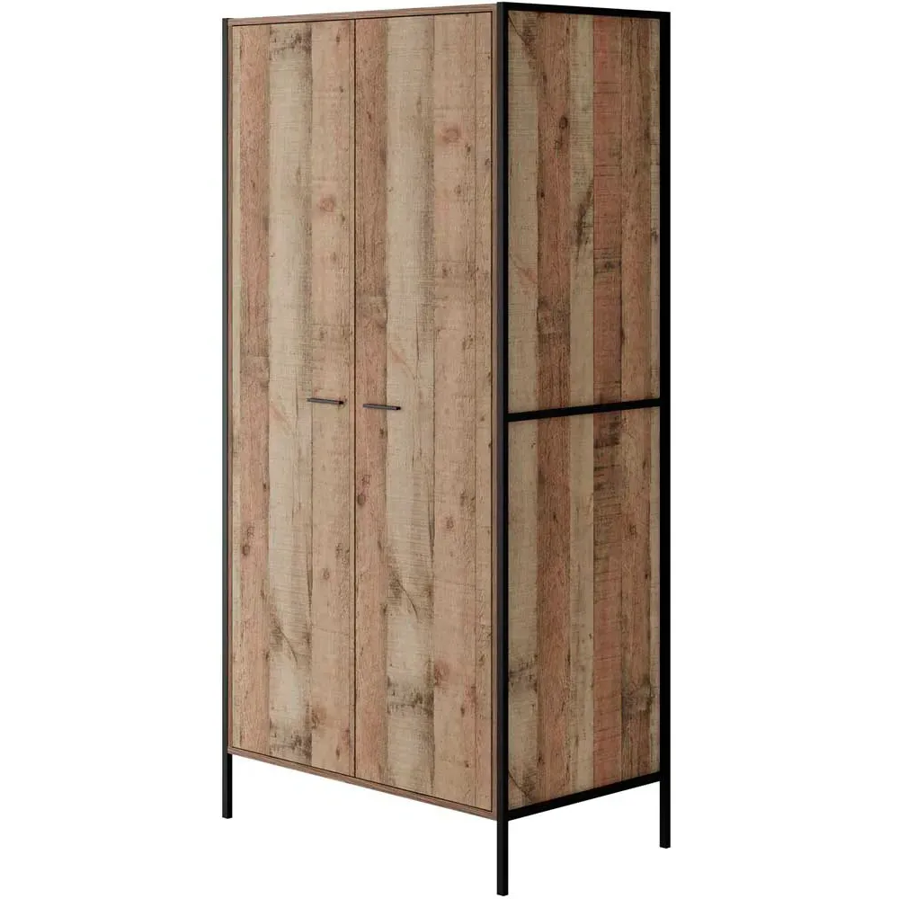 Hoxton 2 Door Wardrobe - Brown, Oak Effect