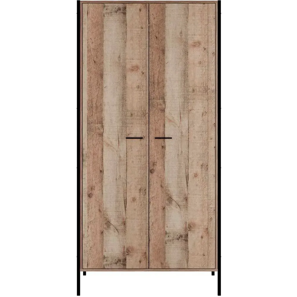 Hoxton 2 Door Wardrobe - Brown, Oak Effect