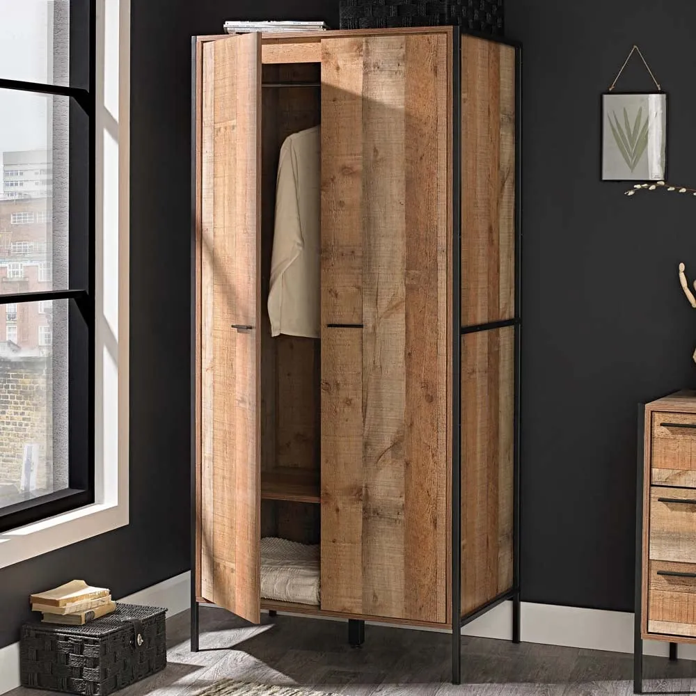 Hoxton 2 Door Wardrobe - Brown, Oak Effect