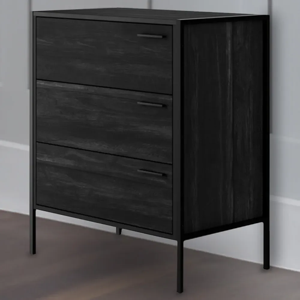 Hoxton 3 Drawer Chest of Drawers - Black