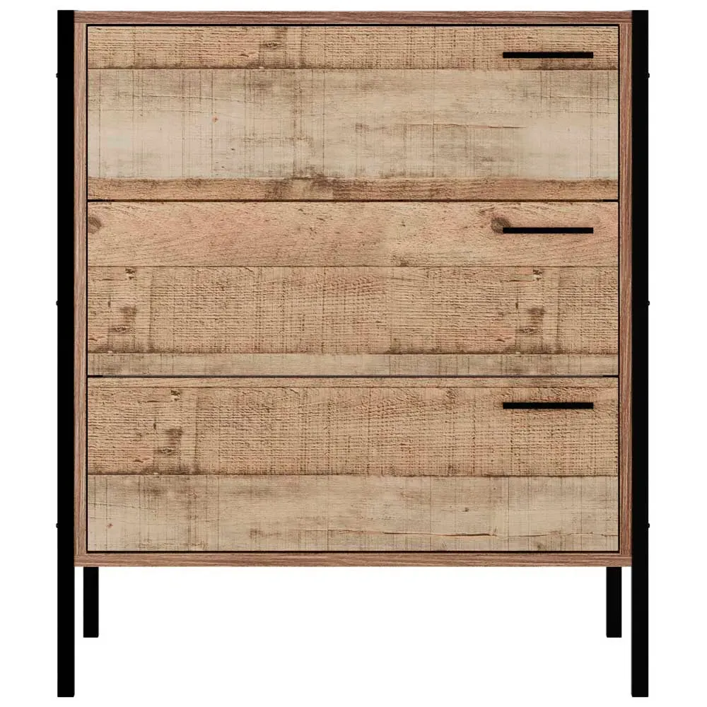 Hoxton 3 Drawer Chest of Drawers - Brown, Oak Effect