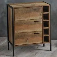Hoxton 3 Drawer Wine Cabinet with Storage - Brown