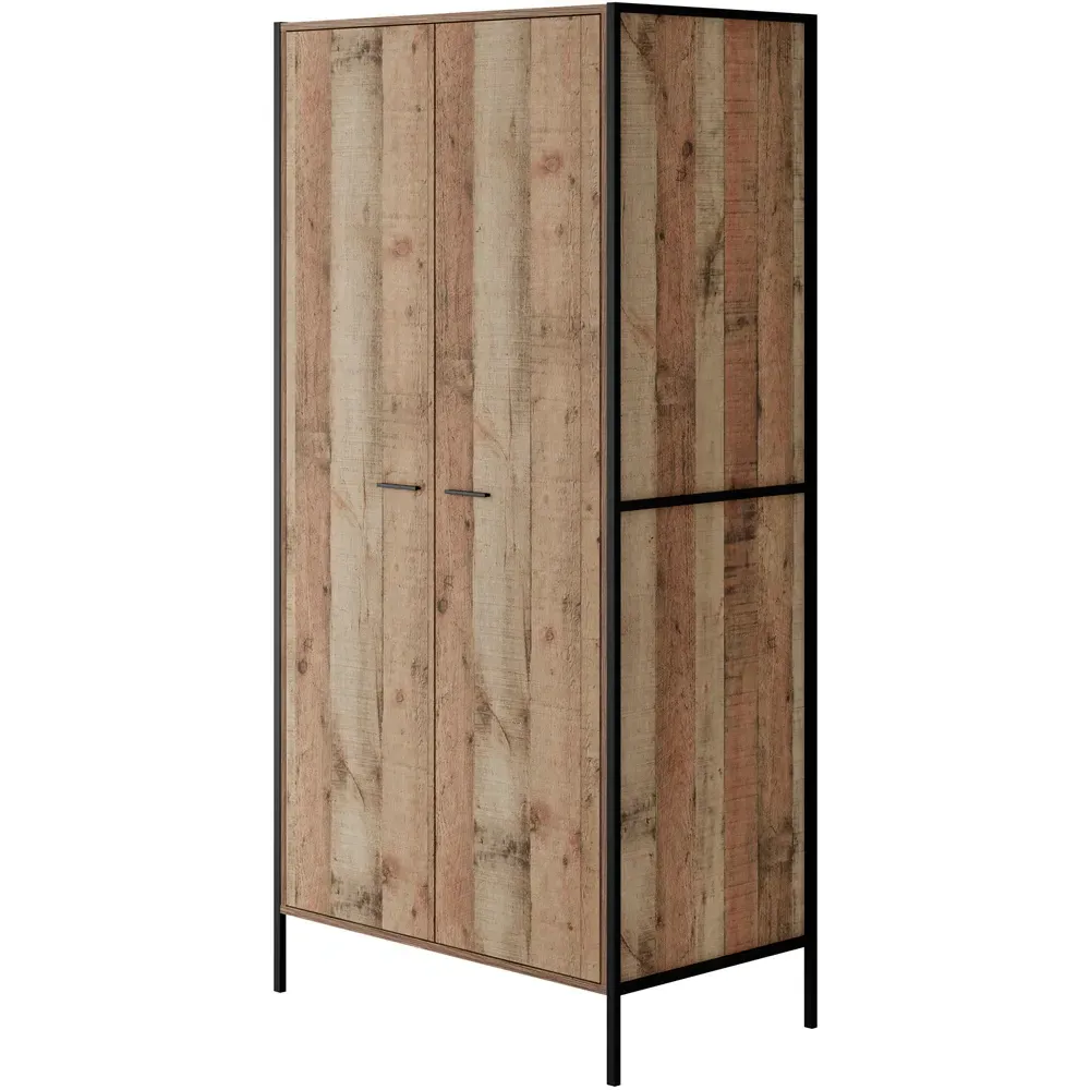 Hoxton 3 Piece Bedroom Furniture Set - Brown, Oak Effect