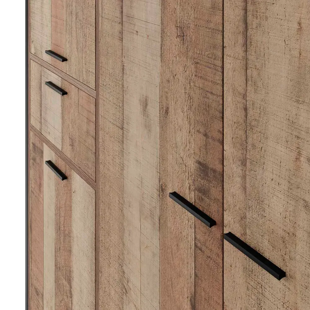 Hoxton 4 Door Wardrobe with Drawer - Brown, Oak Effect