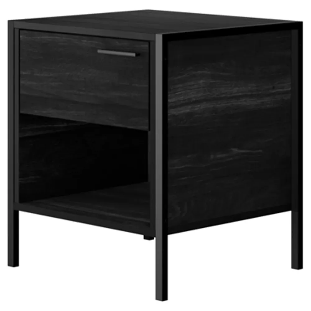 Hoxton Bedside Cabinet with Drawer - Black